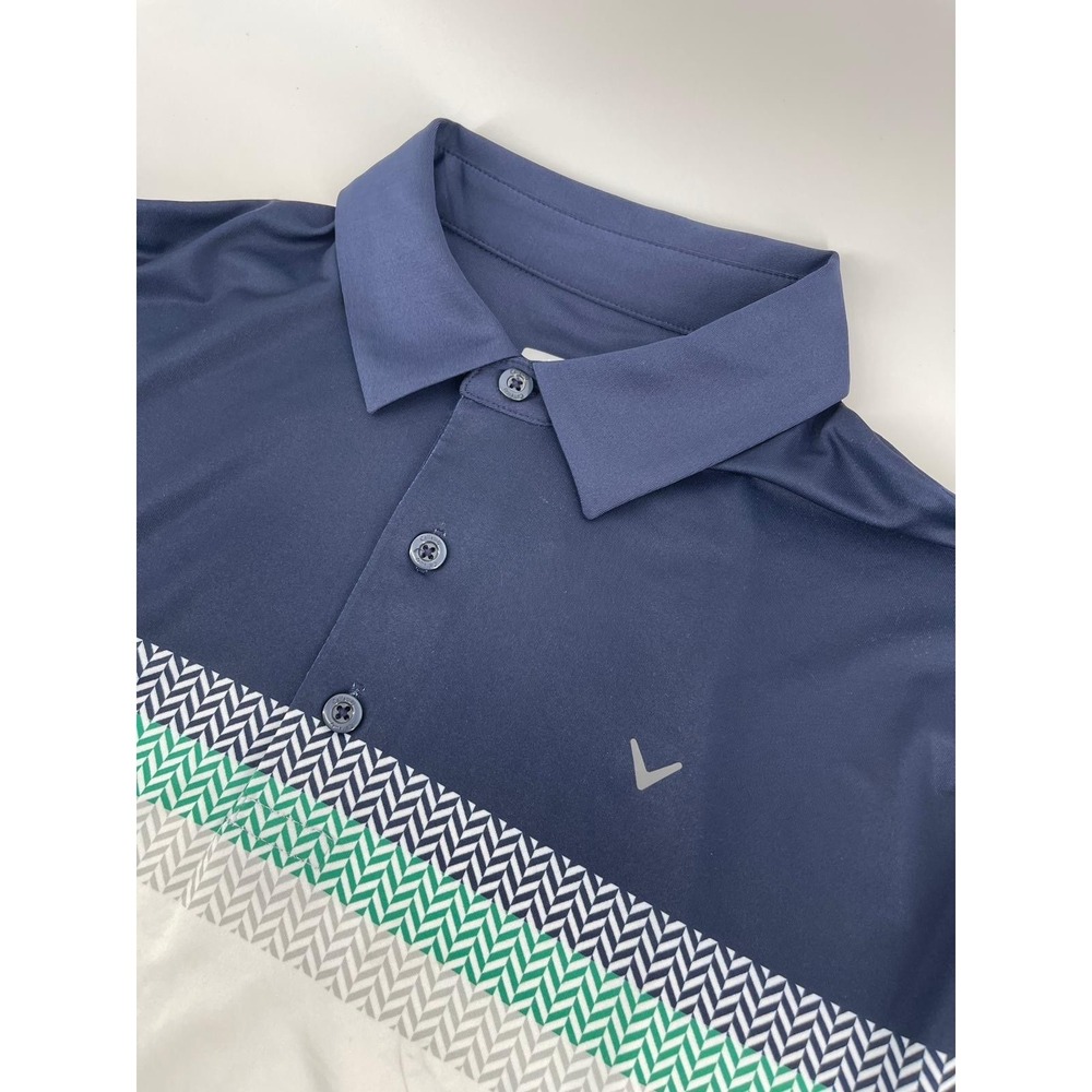 Callaway Opti-Dri Polo Shirt Men M Blue Colorblock Golf Performance